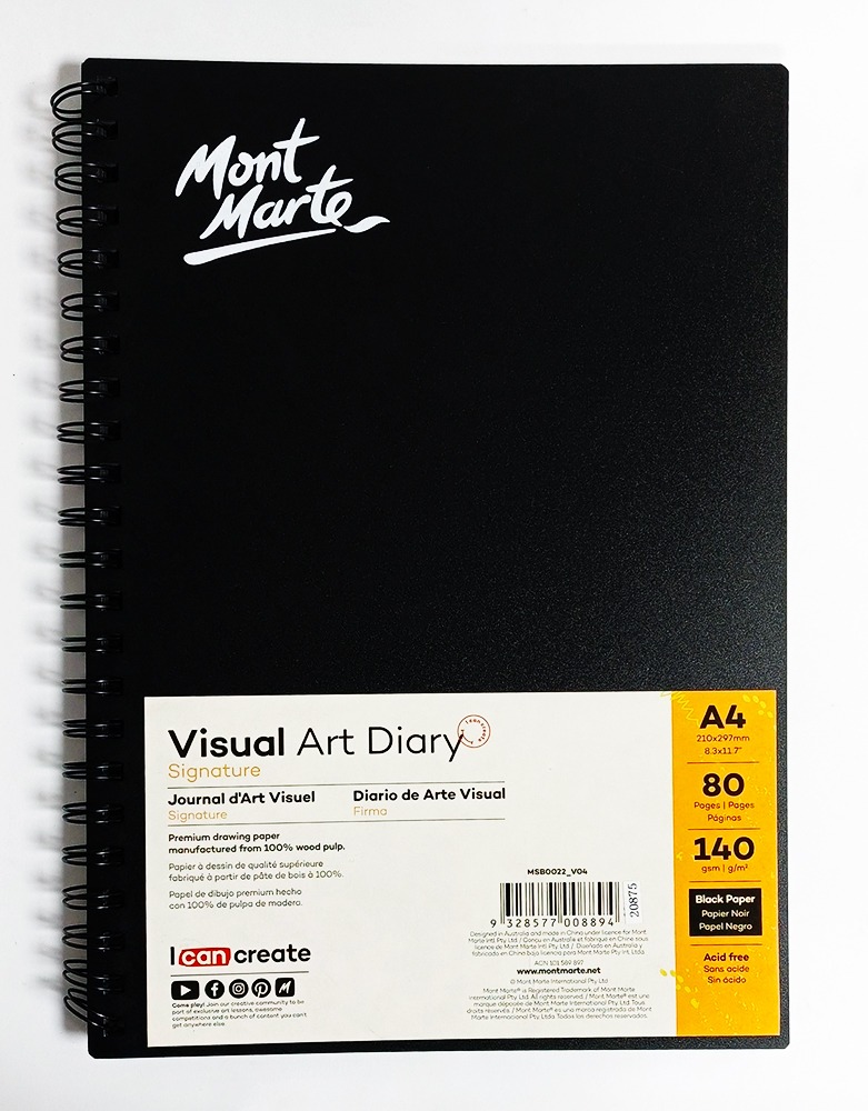 Block de Dibujo Espiral A-4 MON MARTE Negro 140 gr 80 hojas MSB0022