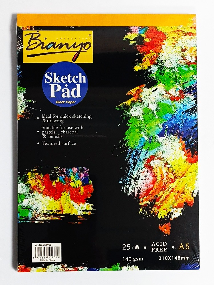 Block de Dibujo A-5 BIANYO BN5901 25 hojas Negras 140 gr AR 3-19