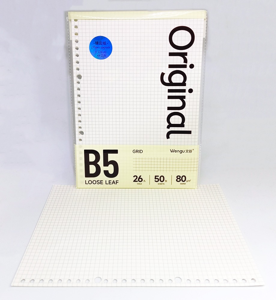 Hojas para cuaderno infinito B5 J-B550-2 50 hojas marfil Cuadriculadas