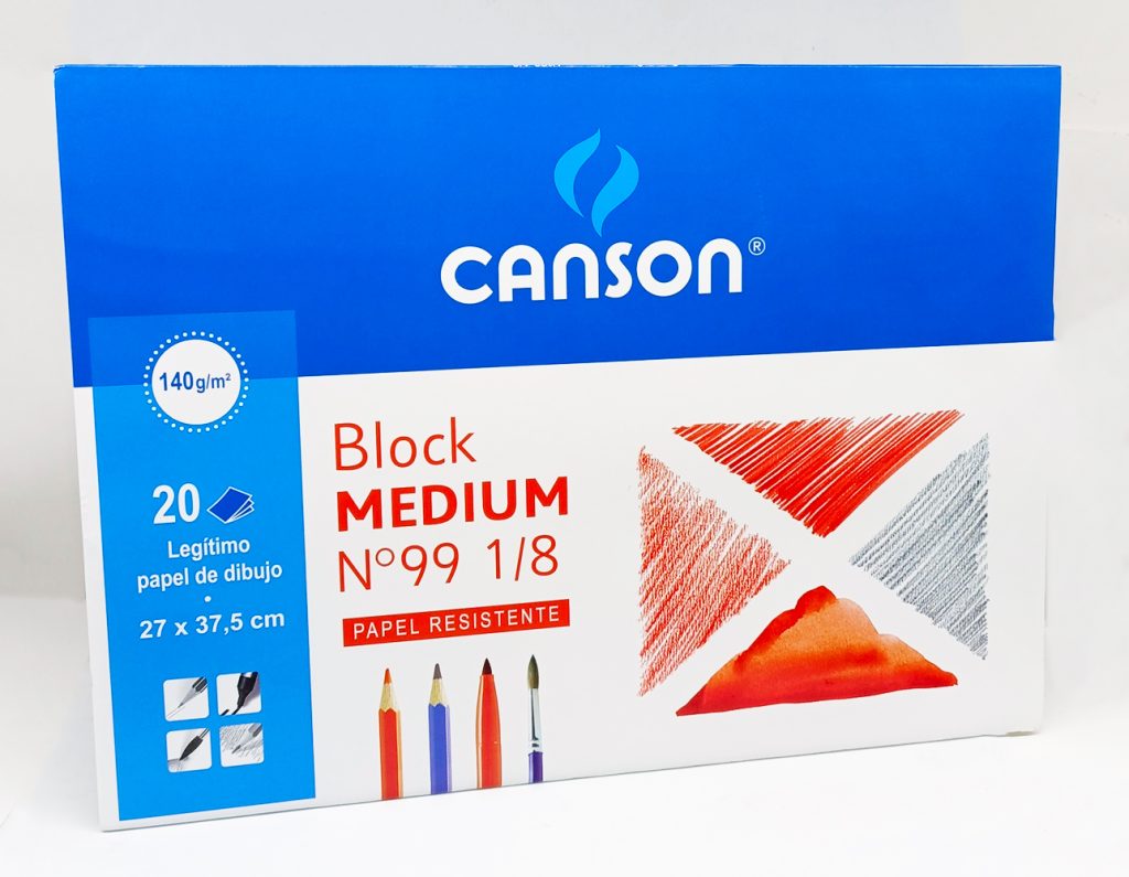 Block de Dibujo 27x37.5 CANSON 140 gr Nº 99 1/8 de 20 hojas Mediun