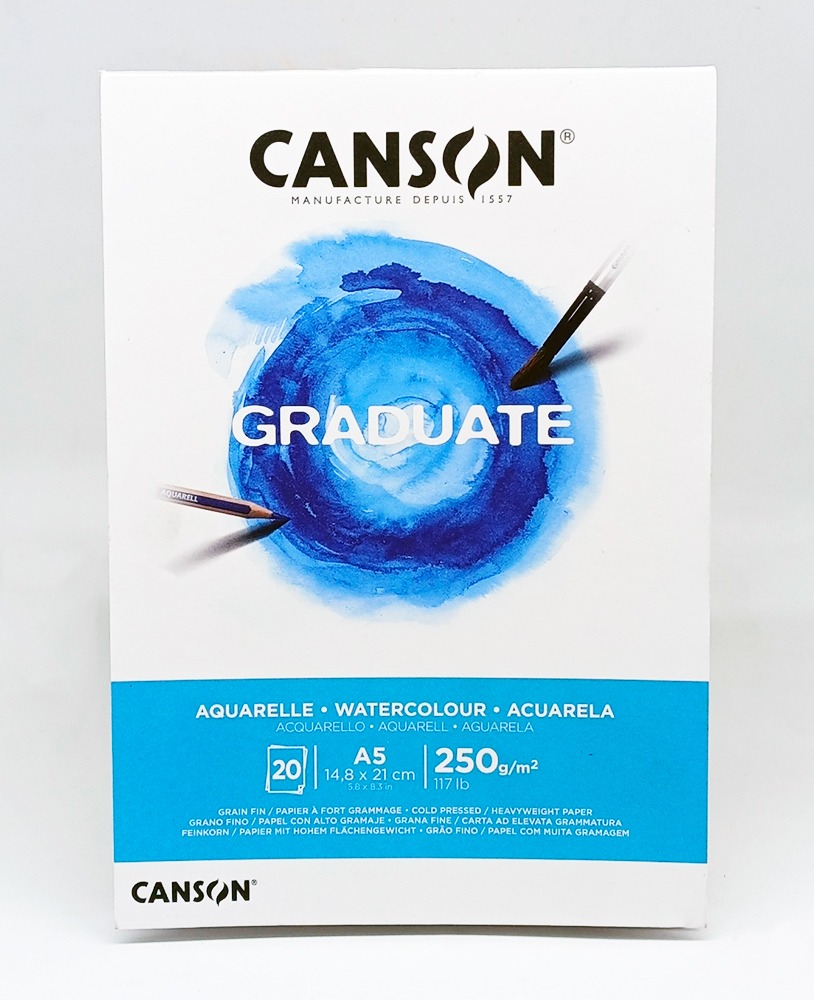 Block de Dibujo A-5 CANSON GRADUATE para acuarela 250 gr. 20 hojas 10373