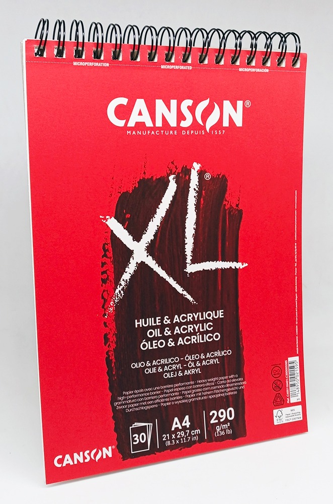 Block de Dibujo Espiral A-4 CANSON XL Oleo y Acrílico 290 gr. 30 hojas 10401
