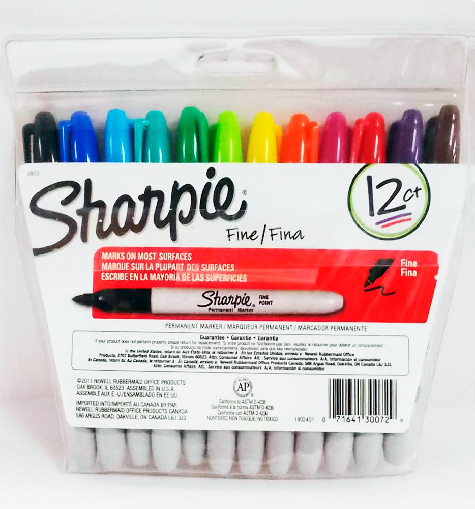 Marcador permanente 12 colores SHARPIE 30072 punta fina
